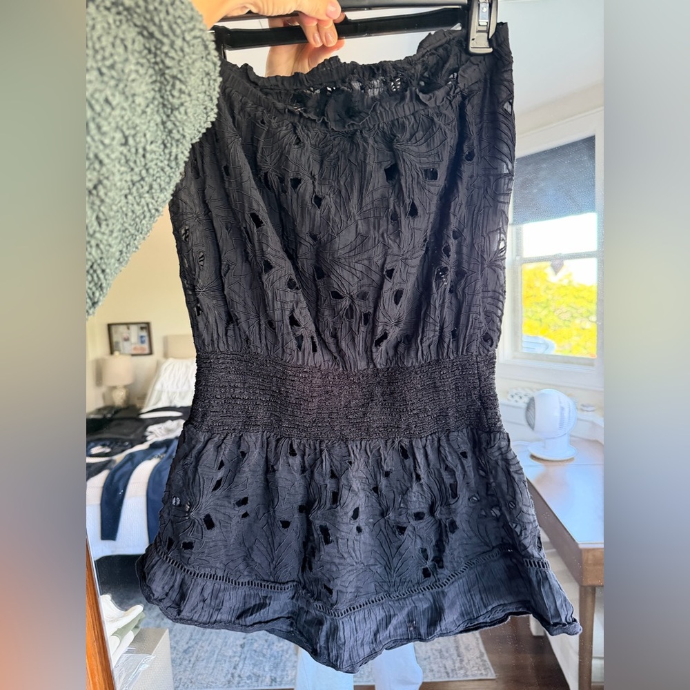 Ramy Brook Black Eyelet Mini Dress